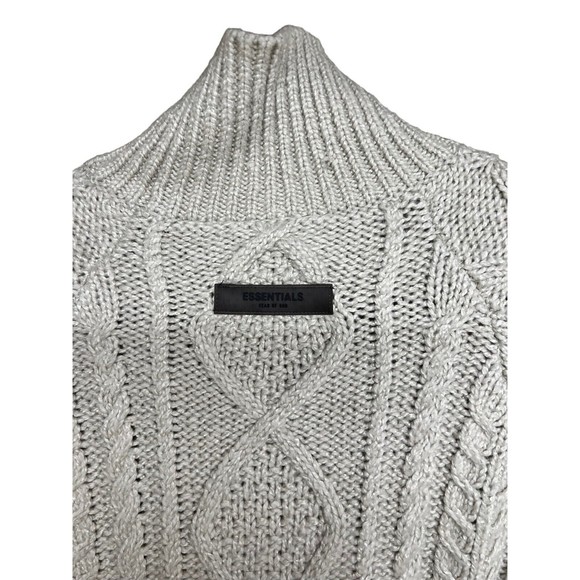 Fear Of God Essentials Cable Knit Turtleneck Sweater Wheat Men’s Size XXS - Picture 4 of 10